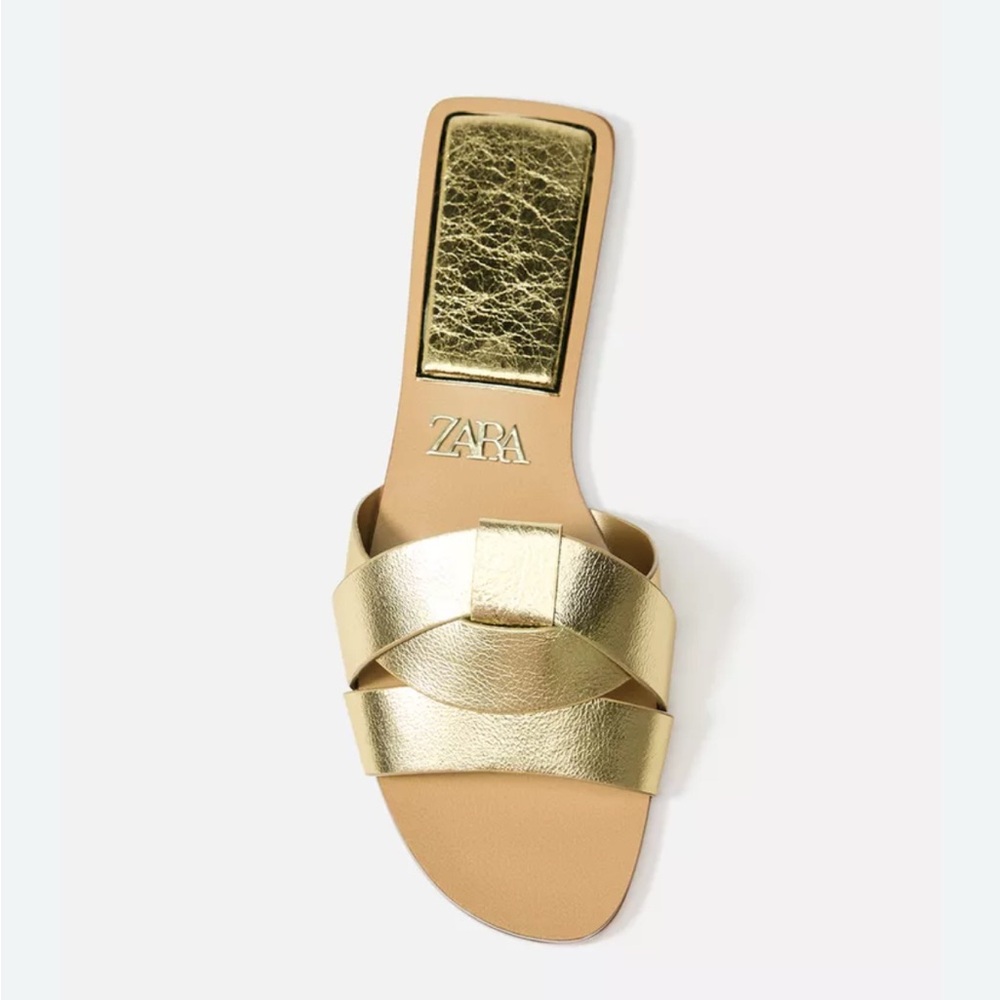 Zara Flat Crossed Leather Sandals